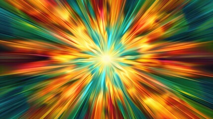 "Radiant abstract light burst with multicolor streaks. Dynamic background for vibrant energy and motion concept design."