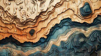 "Artistic representation of stratified rock formations. Layered geological illustration for educational material and decorative print."