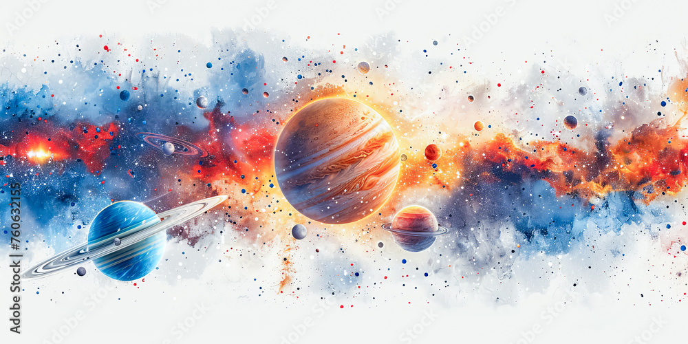 Wall mural solar system, background with space for text