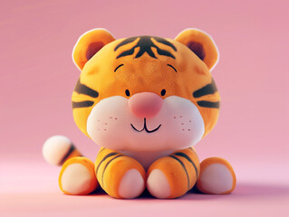 Naklejka premium A squishy plush toy with a cute lion character. Has a soft surface and is loved by children.