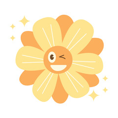 Cute Retro Groovy Flower Sticker