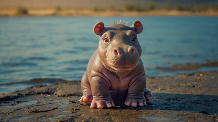 cute small baby hippo