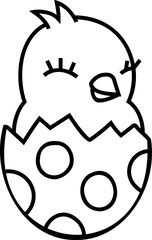 Newborn chicken line art illustration. Cute little chick linear drawing.