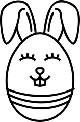 Easter bunny line art illustration with black thin line.