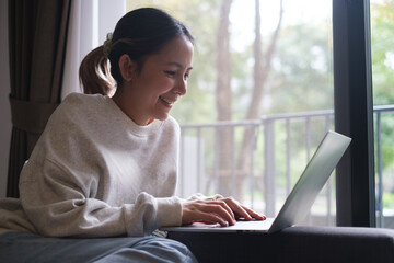 Businessman's hands are finger point to Searching for information. Using laptop with your website....