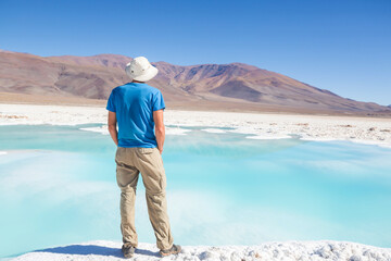 Tourist near Laguna Verde