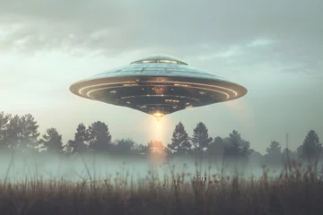 Draagtas Außerirdisches Raumschiff: Illustration eines UFOs in geheimer Mission im Weltraum © Seegraphie