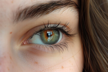 Close up of a girl with green eye