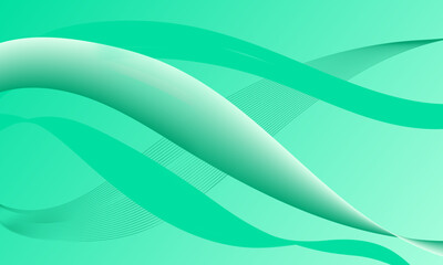 green light smooth lines wave curves on soft gradient abstract background