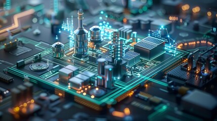 Obraz premium Cutting-edge energy management system employs IoT for sustainable power management