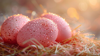 background of Easter holiday close-up with gradient  eggs  and copy space