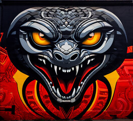 Abstract Cobra Face Mural