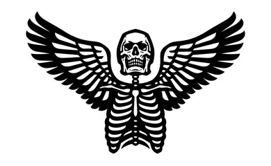 Skeleton with spread wings.