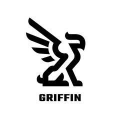 Griffin with spread wings, logo, symbol.