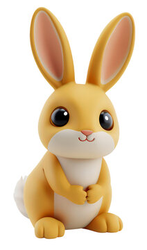 3d cute bunny illustration. 3d cartoon little rabbit character