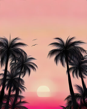 sunset, palm, beach, tree, tropical, sky, sea, ocean, silhouette, island, nature, sun, sunrise, summer, travel, evening, palms, landscape, hawaii, water, vacation, paradise, exotic, dusk, trees, cocon