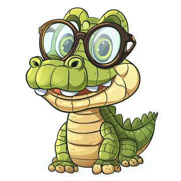 Summer Crocodile Wearing Glasses, Isolated Transparent Background Images
