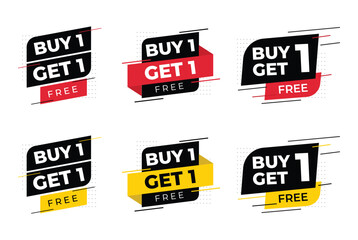 Buy one get one free sale background. BOGO sticker.

