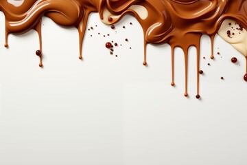 Card template with empty space with melted chocolate drips on background for food and sweets design