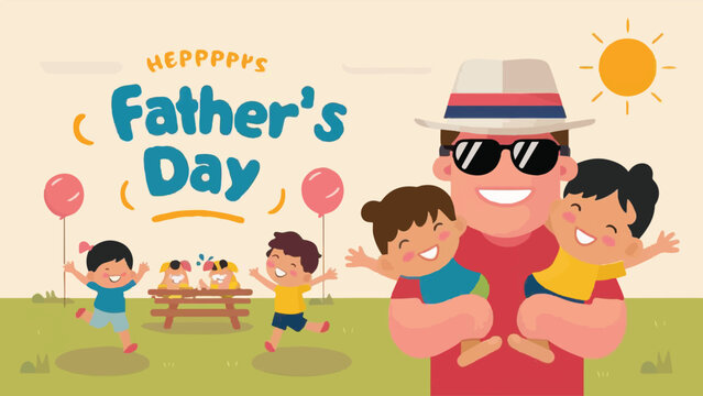 Vibrant Father's Day Vector Art: Bring Joy with Flat Design Illustrations