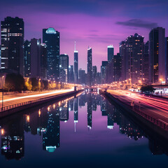 A Captivating Dusk: Urban Illumination of Cityscapes Bathed in Soft Lights 