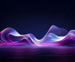 Abstract organic neon wavy transparent 3D lines wallpaper background. Generative AI.
