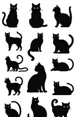 Obraz premium set of cats silhouettes