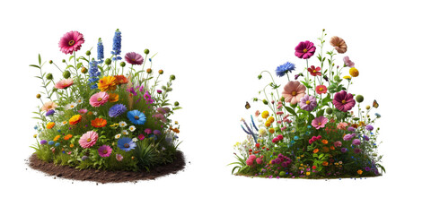 realistic photo Various flowers colorfull growing on the ground