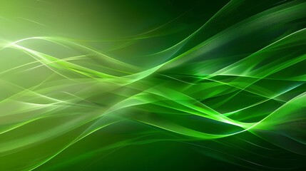 Fototapeta premium Green Wave Motion: Abstract light and energy-inspired design with flowing green waves on a smooth backdrop
