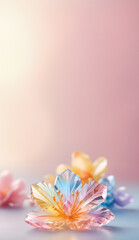 Obraz premium Crystal clear flower with blurred bokeh valentine background. banner with copy space vertical