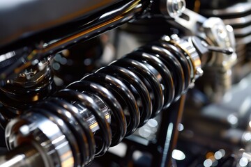Flexing Motorcycle Suspension with Coil Springs and Shock Absorbers