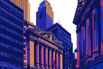 Colorful Financial Institutions Illustration