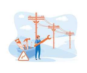 Home maintenance and improvement metaphors. Electrician services. flat vector modern illustration