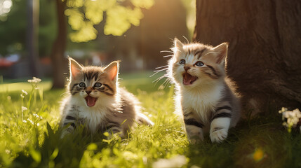 two puppy cats in the park