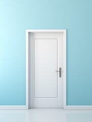 A white door next to a light azure wall, in the style of photorealistic pastiche