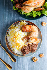 Levengi or Lavangi with Roast chicken.Azerbaijan cuisine.
