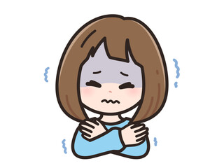 Fototapeta premium 寒いの若い女性のイラスト