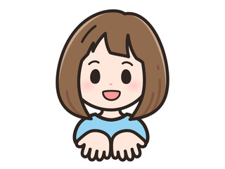 ちょうだいの若い女性のイラスト