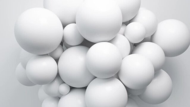 A serene composition of pure white spheres creates a calm, minimalist 3D scene.