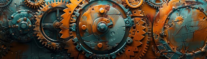 Mechanical Gears, Intricate Cogs, Intricate Mechanical Devices, Exploring the intricate designs and functions of precision gears in mechanical systems - obrazy, fototapety, plakaty