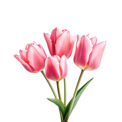 pink tulip flowers isolated on the transparent background