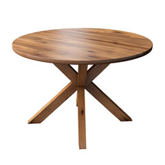 Wooden round table isolated with clipping path.