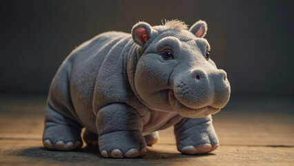 cute plush toy hippopotamus - obrazy, fototapety, plakaty