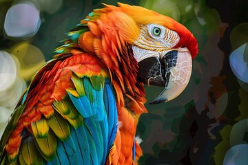 Parrot reciting numbers, math lesson, pop art