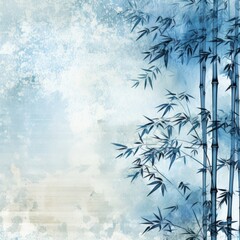 azure bamboo background with grungy text, in the style of contemporary frescoes