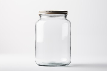 empty glass jar mockup on a white background