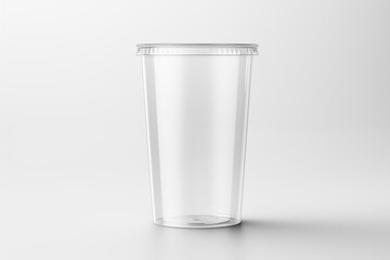 Empty transparent plastic cup mockup on a white background mockup