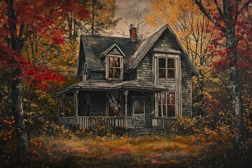 Artistic Multicolor acrylic house. Shape house mix. Generate Ai