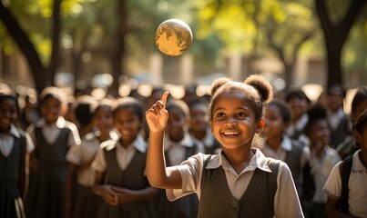 Young Girl Playing With Ball - obrazy, fototapety, plakaty