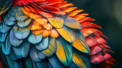 Rainbow Macaw Feathers in Close-Up